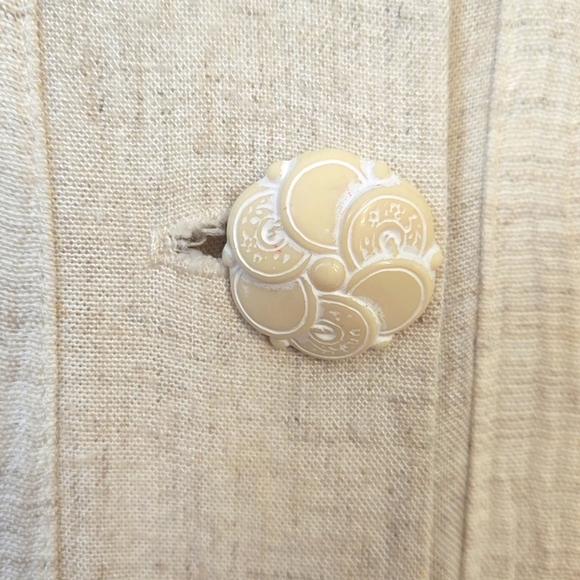 Benjamin A, Tunic, Blouse, Natural, Cream, Buttons, Side Slits, Tie Back, Sz 18 - Picture 8 of 17